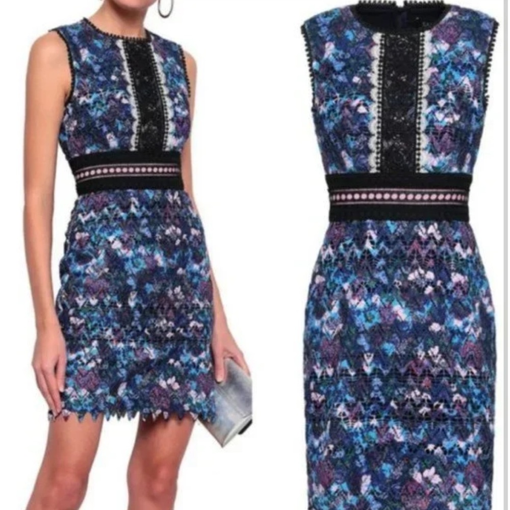 Saloni Trudy Elegant Blue Patterned Dress 2